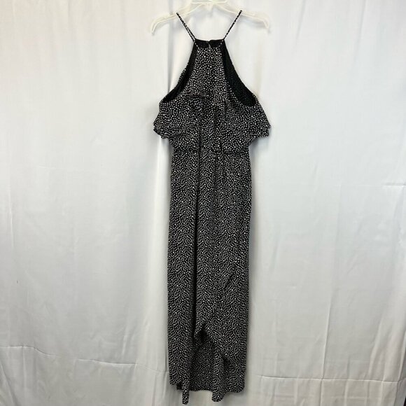 Lush Womens Sundress Black Polka Dot Sleeveless Spaghetti Strap Wrap Front M - Picture 8 of 11
